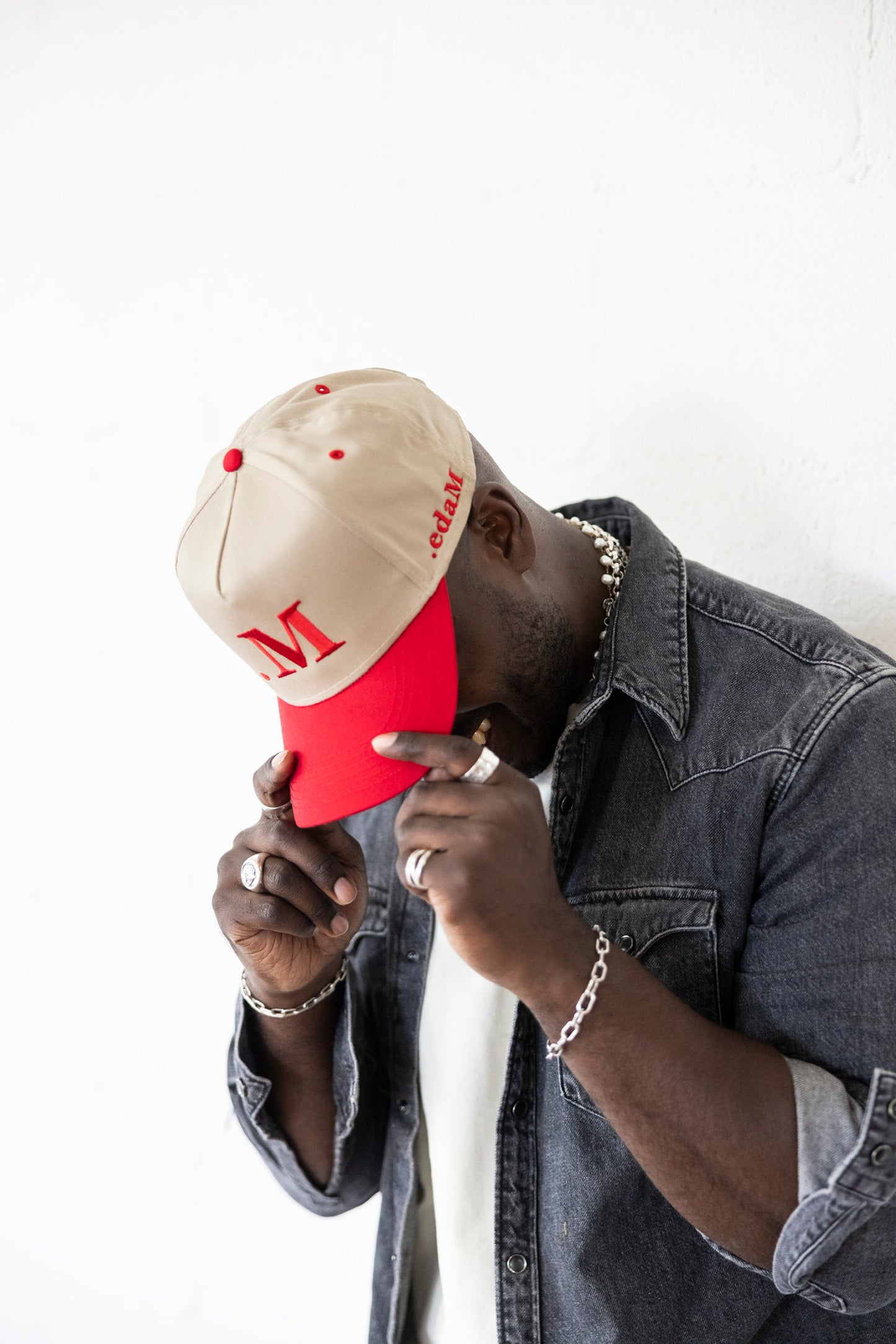 M Logo Hat (Red/Cream)
