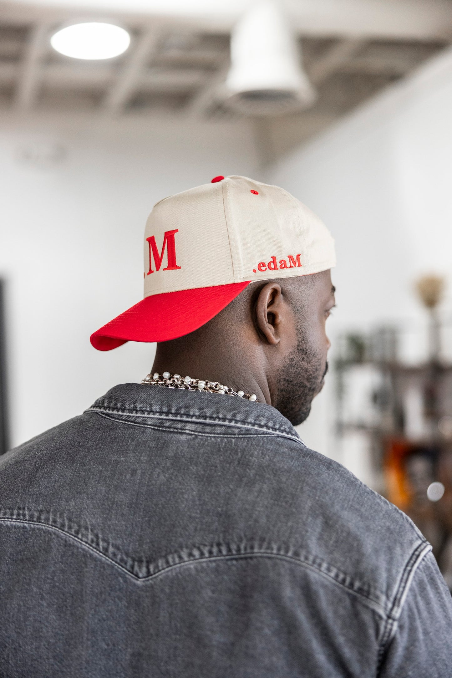 M Logo Hat (Red/Cream)